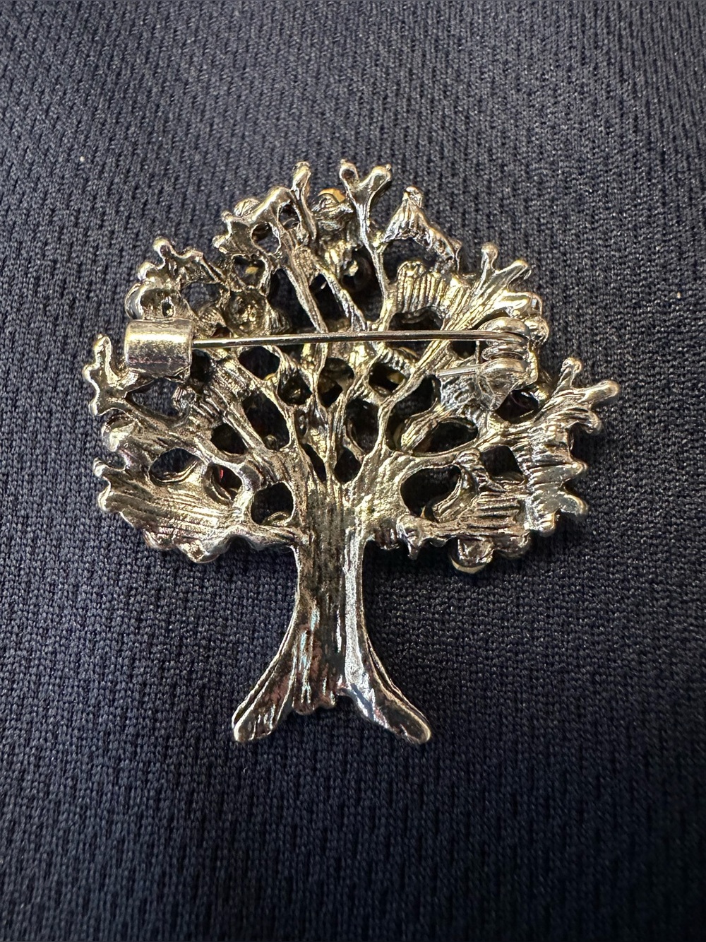 Silver Multicolor Crystal Tree Brooch - Sparkling Rhinestone Pin - Picture 3 of 4
